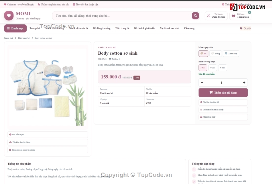 Đồ án,bán website,web mẹ và bé